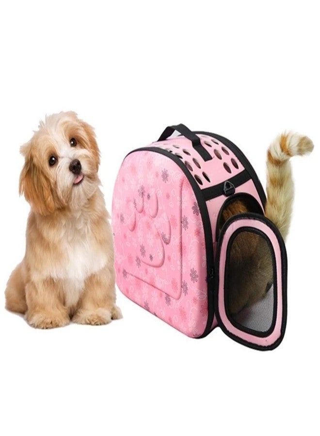 PETLICIOUS & MORE حقيبة حمل الحيوانات الأليفة المحمولة القابلة للطي من Petlicious & More® (لون وردي) للسفر، حقيبة كتف للجراء والقطط، حقيبة يد ناعمة من مادة EVA قابلة للتهوية (17 × 13 بوصة) - Image 1